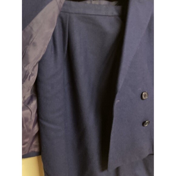 Women's VTG Christian Dior Pencil Skirt Suit Set Double Breasted Blue Sz 8 FLAWS - Picture 7 of 8